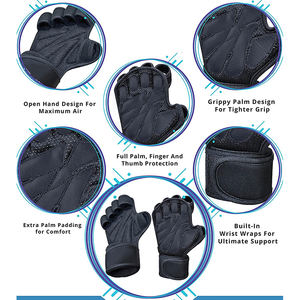 Nouveaux gants ventilés d'entraînement physique de gymnastique pour hommes et femmes avec enveloppes de poignet intégrées - Product Image 2