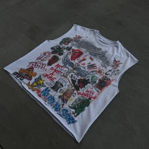 Chaleco Deportivo Holgado de Algodón Personalizado, Estilo Hip Hop, Transpirable, Vintage, Lavado Ácido, Impresión DTG, Camiseta sin Mangas para Hombre - Product Image 5