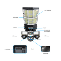 Caméra WiFi V380 Pro, lampadaires solaires 250W avec caméra CCTV extérieure, caméra de sécurité à alerte de mouvement avec charge solaire 16W