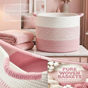 Cesta Grande de Algodão Trançado <span class=keywords><strong>70L</strong></span> - Dobrável, Lavável, para Sala de Estar, Quarto de Bebê, Armazenamento de Brinquedos e Cobertores, Decoração Boho, Cesta Infantil - Product Image 5
