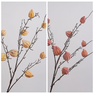 Lanterna da Tavolo in Legno Antico con Fiori Artificiali Physalis, Piante Verdi Finte, Decorazioni per Matrimoni all'Ingrosso, Artigianato Stile INS - Product Image 3