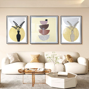 ผนังห้องนั่งเล่นสไตล์โมเดิร์นเรียบง่ายพร้อมกรอบอะลูมิเนียมสีดำรูปทรงสี่เหลี่ยมผืนผ้า  งานแกะสลักสามมิติ - Product Image 4