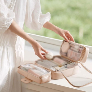 Sac de maquillage pliable imperméable portable pour femmes, grande capacité, organiseur de pinceaux de maquillage, trousse de toilette - Product Image 3