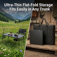 Table de camping portable compacte pour l'extérieur avec sac de transport, plateau en aluminium, empilable et résistante aux UV, pliage facile, légère, noire