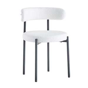 Silla de comedor Locus Bono, sillas de comedor tapizadas modernas, silla de cocina para comedor sin brazos, patas de Metal negro (blanco) - Product Image 3