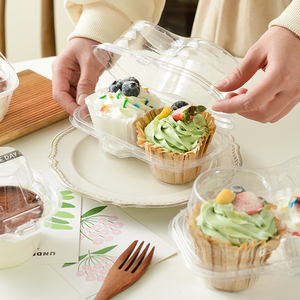 Two Pack Cupcake Packing Plastic Individual Plastic Cupcake Containers <strong>Disposable</strong> Clear to Go with Connected Airtight Dome Lid - Product Image 1
