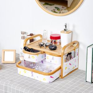 Taoya Bamboo Fabric Cosmetic <b>Storage</b> <b>Box</b> With <b>Drawers</b> Japanese Style Desktop Organizer 10-20L Makeup <b>Storage</b> - Product Image 2