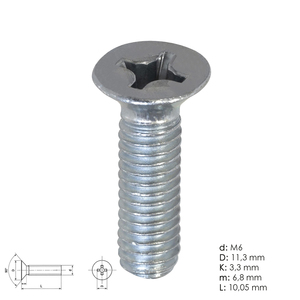 Tornillo de Metal con Cabeza Avellanada Pozidriv, Zincado, M06x50 mm, DIN965 - Product Image 1