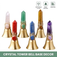 Tour de cristal naturel avec base cloche, ornements en améthyste, quartz rose, lapis-lazuli, sur support antique en laiton, pour la guérison et la décoration intérieure, OEM