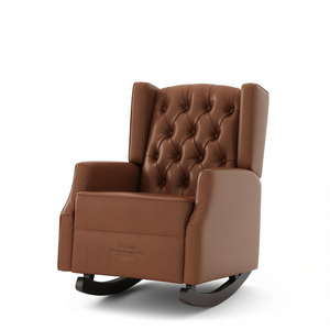 Sillón mecedora tradicional DB con respaldo capitoné, de ratán, moderno, para sala de estar u oficina en casa - Product Image 1