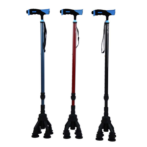 Bastón de Apoyo Cuádruple Ligero de Aluminio <span class=keywords><strong>RUFU</strong></span> RF1101, Muletas Médicas con Mango de Plástico para Personas Mayores - Product Image 1