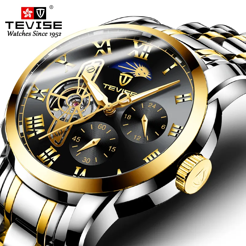 Tevise Watch T9005BMen Watch Mechanical Tourbillon Stainless Steel Band 3ATM Waterproof watch