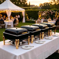 Ensemble de réchauds de buffet hydrauliques noirs et dorés de luxe pour événements et traiteurs – Vente en gros