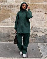 Ensemble de survêtement 2 pièces personnalisé haut de gamme pour femme, comprenant une tunique zippée à capuche à manches longues et un pantalon, idéal pour l'entraînement – Collection 2026