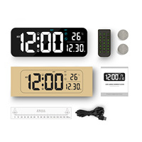 Jam dinding layar LED HD, untuk dekorasi ruang tamu, Desktop dan dinding dengan 2 Alarm kendali jarak jauh
