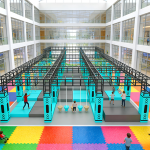 Aoleao - Parque Infantil Interior Personalizado Azul Ninja Warrior, Circuito de Obstáculos, Trampolín, Escalada para Niños, 500 kg, Juego Suave, Certificado CE TUV - Product Image 1