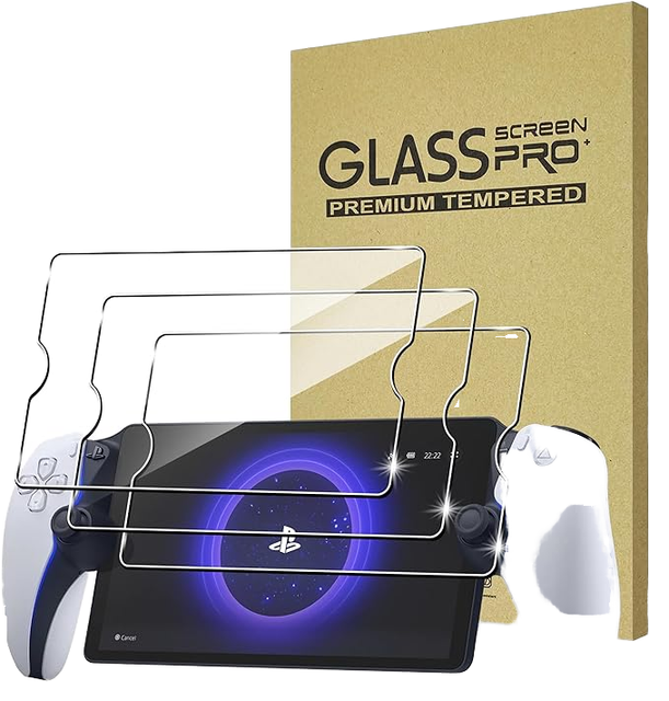 3 Pack PS5 Portal Screen 9H Hardness 2.5D Tempered Glass Case with Anti-Screen & Anti-Shock Protection HD Clear 8 Inch Friendly