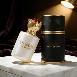 Vendita Diretta di Flaconi Vuoti in Vetro per Profumo da 50ML, Bottiglia Dorata Rotonda di Lusso con Tappo - Product Image 2