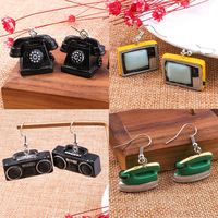 Personnalité Vieux Objets Boucles D'oreilles Drôle Téléphone TV Fer Radio Rétro Style Chinois Boucle D'oreille Bijoux pour Femmes