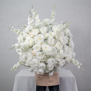 Decoración de boda, bola de flores artificiales de seda, centros de mesa, bola de flores de rosas blancas, decoración. - Product Image 3