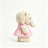 Jolie jupe en peluche éléphant bouclée esthétique avec volants en dentelle, douce et moelleuse, jouet en peluche éléphant mignon et adorable