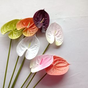 INS-style PU hand-feel floral decorations for <b>red</b> and white anthuriums, wine <b>red</b> and green anthuriums, high-end floral - Product Image 1