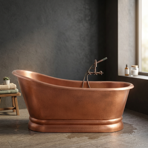 Bañera Ovalada de Cobre Independiente, Bañera Metálica Hecha a Mano, Barril de Cobre sin Tapa para Baño de Casa u Hotel - Product Image 1