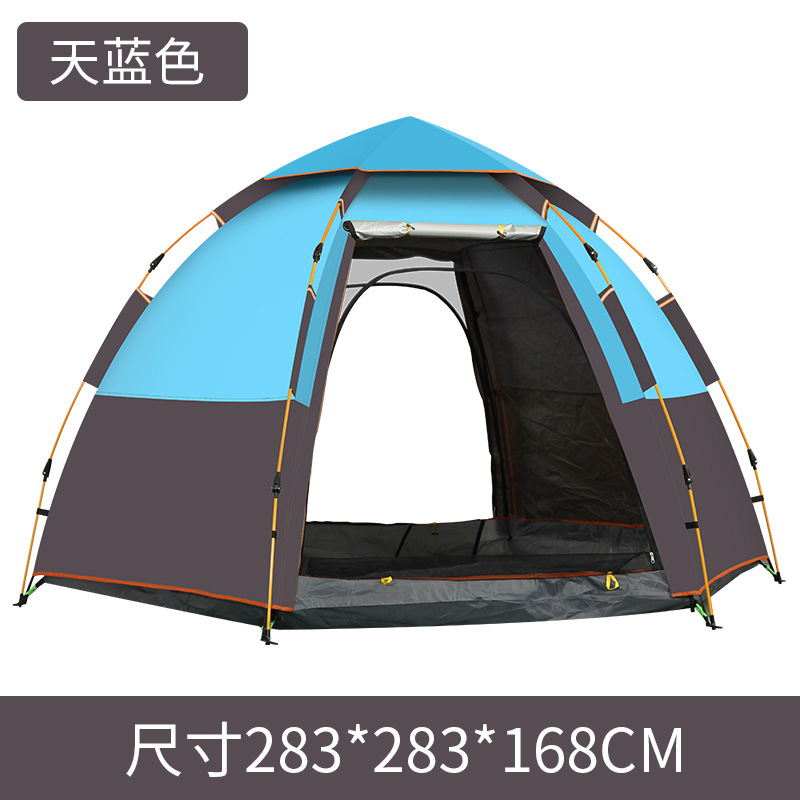 สีฟ้าท้องฟ้าหกเหลี่ยมขนาดใหญ่สองชั้น