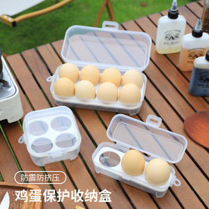 Boîte de rangement pour œufs, 8 compartiments, transparente, antichoc, portable, ustensiles de cuisine de camping, couvercle rabattable, plastique PP - Product Image 1