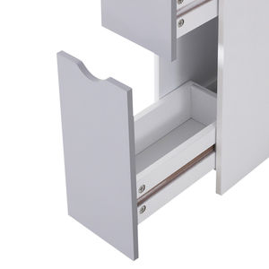 Meuble <span class=keywords><strong>de</strong></span> rangement autoportant blanc étroit mince pour toilettes, meuble d'angle avec portes et étagères - Product Image 2
