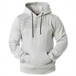 Sweat à capuche pour homme en molleton de coton épais de haute qualité, style motard urbain, avec empiècements côtelés, vente en gros personnalisée - Product Image 1