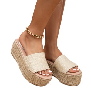 Dernier modèle de sandales à talon haut en paille pour l'été Sandales <span class=keywords><strong>compensées</strong></span> en corde de chanvre pour femmes <span class=keywords><strong>Espadrilles</strong></span> - Product Image 5