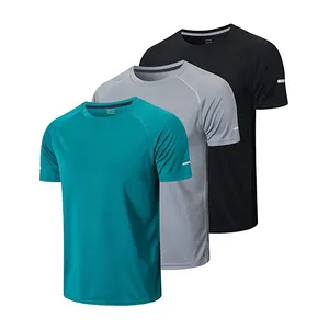 Factory Supply Custom Brand Solid Color Blank T Shirt For Men Polyester Shirt Quick Dry Plain T-shirt