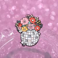 Rétro Disco Pot De Fleur Disco Boule Émail Broche En Métal Broche pour Noël Fête Nationale Halloween Outfit Décoration pour Festive
