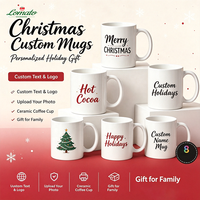 Mug à café en céramique de Noël coloré avec dessin animé, logo personnalisé imprimé, tasse en porcelaine par sublimation 11 oz, vente en gros, cadeau de fêtes
