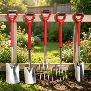 Set Completo di Attrezzi <span class=keywords><strong>da</strong></span> Giardinaggio 5 Pezzi in Acciaio Inossidabile: Vanga e Forca per Bordi/Drainaggio con Manico Ergonomico in PP per Lavorazione di Piccoli Giardini - Product Image 1