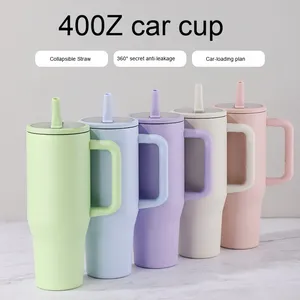 Modern Custom 40Oz Stainless Steel Tumbler Spill and for Leak Proof Double-Layer Travel Mug <b>with</b> Folding Flip <b>Straw</b> - Product Image 2
