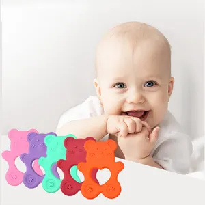 Silicon Teething Mitten Toy Animal Custom Silicone Chewable Toys Cute Bear Silicone Baby Soothing Teether