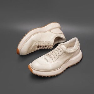 Zapatos informales blancos, antideslizantes y resistentes al desgaste, suela gruesa, zapatos de cuero de caballo para hombre - Product Image 5