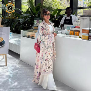 Zaynab Frauen Muslim Kleid Dubai Großhandel Blumen druck Abaya Gold Bestickte Samt Frauen Muslim Kleid Elegant Abaya - Product Image 5