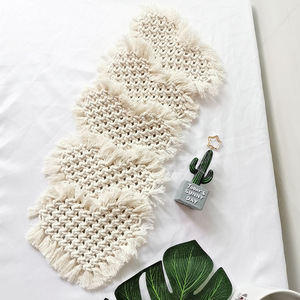 Al por mayor personalizado amor corazón buena calidad hechos a mano la posavasos <span class=keywords><strong>de</strong></span> vidrio para beber <span class=keywords><strong>Macrame</strong></span> arte Montaña Rusa - Product Image 2
