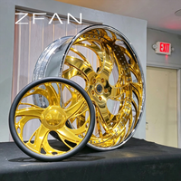 Rines ZFAN de 18-26 Pulgadas, 5x127, Forjados en Aluminio 6061-T6, Cara Dorada, Borde Cromado, 2 y 3 Piezas, Cóncavos Profundos, Personalizados para Chevy Donks BMW