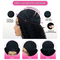 Perruque 3-en-1 mi-longue en cheveux humains naturels vietnamiens, bouclés style Pixie, sans couture, avec cordon de serrage, sans colle, pour femmes noires