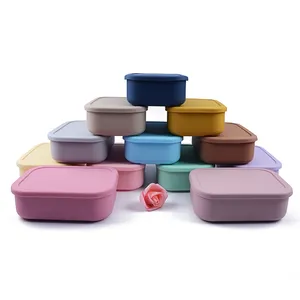 2023 Food Containers 3 Compartment Fruit Silicone Preservation kids Box Food Storage Silicone children Bento Box