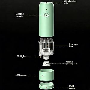 Portable Electric <b>Pepper</b> Mill Food-Grade Salt and <b>Pepper</b> <b>Grinder</b> Set USB Rechargeable Automatic Grinding Pink Salt - Product Image 3