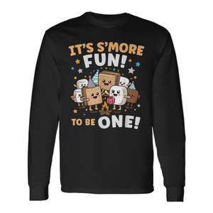 Camiseta de manga larga con estampado de marshmallow para cumpleaños, divertida para el primer cumpleaños - Product Image 1