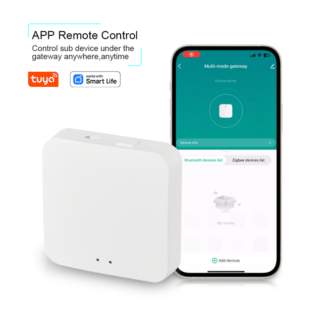 Tuya Wireless Smart Home Multi-Mode Gateway Hub BLE ZigBee 3.0 Compatible PC Material Modern Style Alexa Google Home Integration