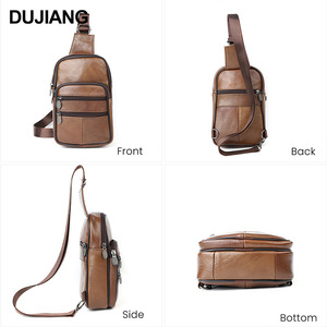 Dujiang Men's <b>Chest</b> Bag Genuine Leather Large Capacity Vertical Crossbody Bag Everyday Casual Use - Product Image 4