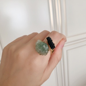 LS-B8081 Light Luxury 18k Gold Plated <strong>Ring</strong> Malachite Tourmaline Amethyst Two Stone <strong>Ring</strong> <strong>Resizable</strong> Women <strong>Ring</strong> for Weddings - Product Image 5