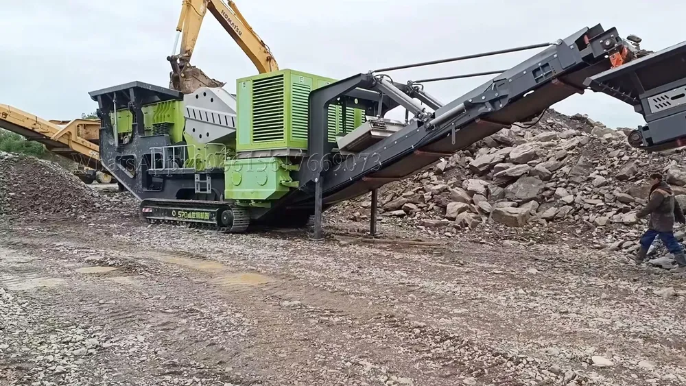 Ağır madencilik paletli çeneli kırıcı istasyonu mobil taş ocağı inşaat atık beton kırıcı